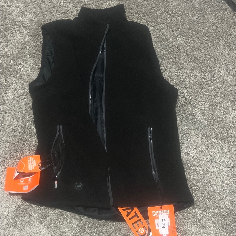Women’s Black Fleece Vest - Lightweight Zip Front